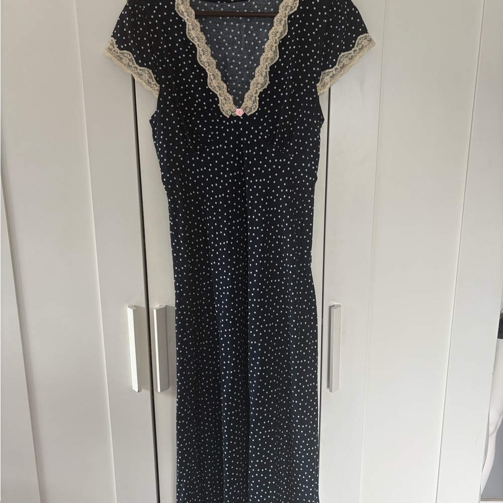Commense Navy blue  and White Polka Dot Dress